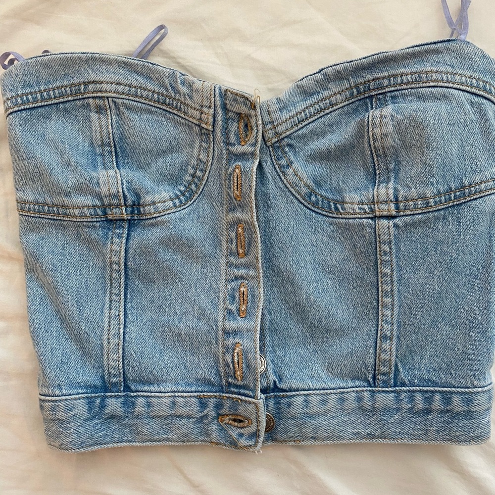 Zara Denim crop button up